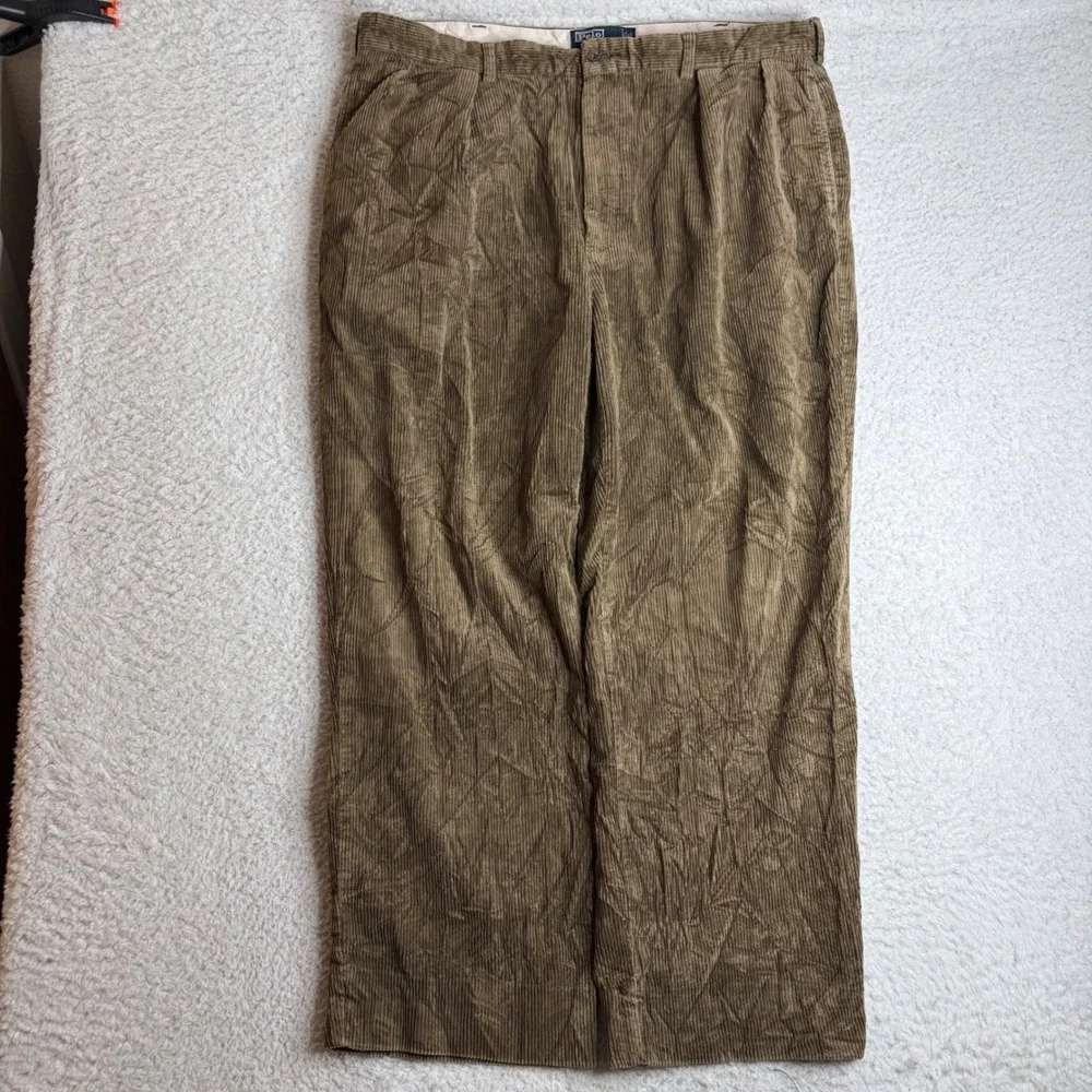 Polo Ralph Lauren Andrew Pant Corduroy Pleated Trousers Brown 40x32 (38x28) Men